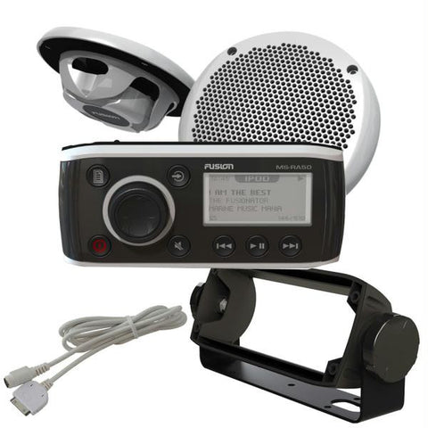 FUSION RA-50KTSCB Bundle - Includes MS-RA50 Receiver, MS-EL602 Speakers, MS-HUGMS Gimbal Mount & MS-IP15L3 iPod Cable