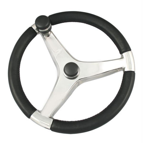 Ongaro Evo Pro 316 Cast Stainless Steel Steering Wheel w-Control Knob - 15.5&quot; Diameter