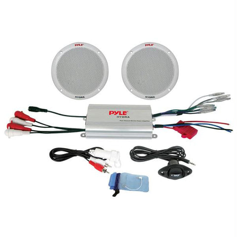 Pyle 2-Channel Waterproof MP3-iPod Amplified 6.5&quot; Marine Speaker System - White