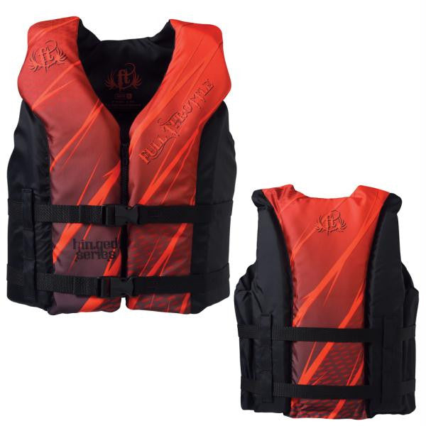 Full Throttle Hinged Water Sports Vest - Youth 50-90lbs - Red-Black