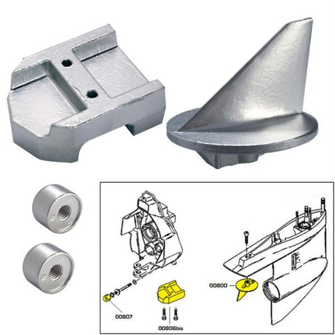 Tecnoseal Anode Kit w-Hardware - Mercury Alpha 1 Gen 1 - Zinc