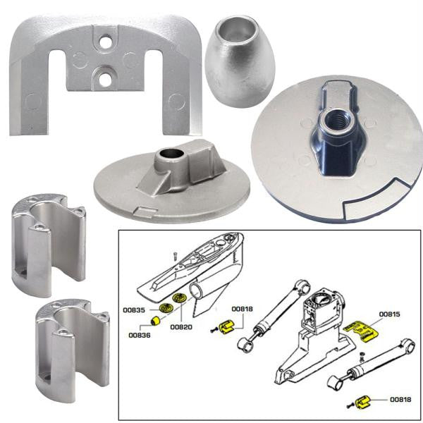 Tecnoseal Anode Kit w-Hardware - Mercury Bravo 3 2004 - Zinc