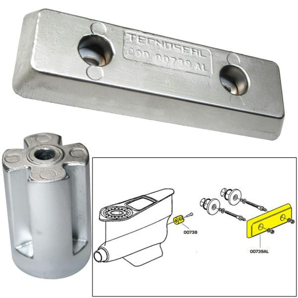 Tecnoseal Anode Kit w-Hardware - Volvo IPS - Zinc-Aluminum