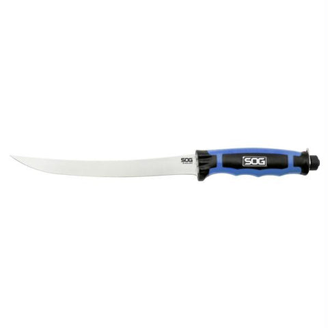 SOG BladeLight Fillet Straight Knife 7.5&quot; w-6 LEDs - Polished Satin
