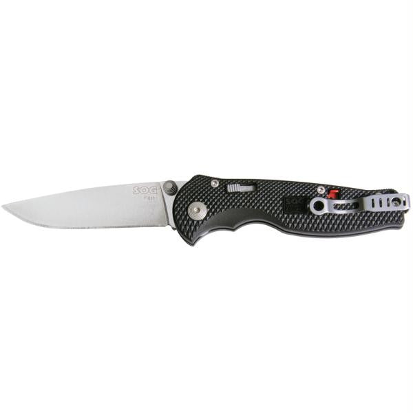 SOG Flash I Straight Edge Folding Knife - Polished Satin