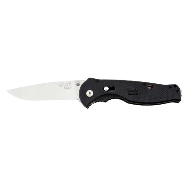 SOG Flash II Straight Edge Folding Knife - Polished Satin