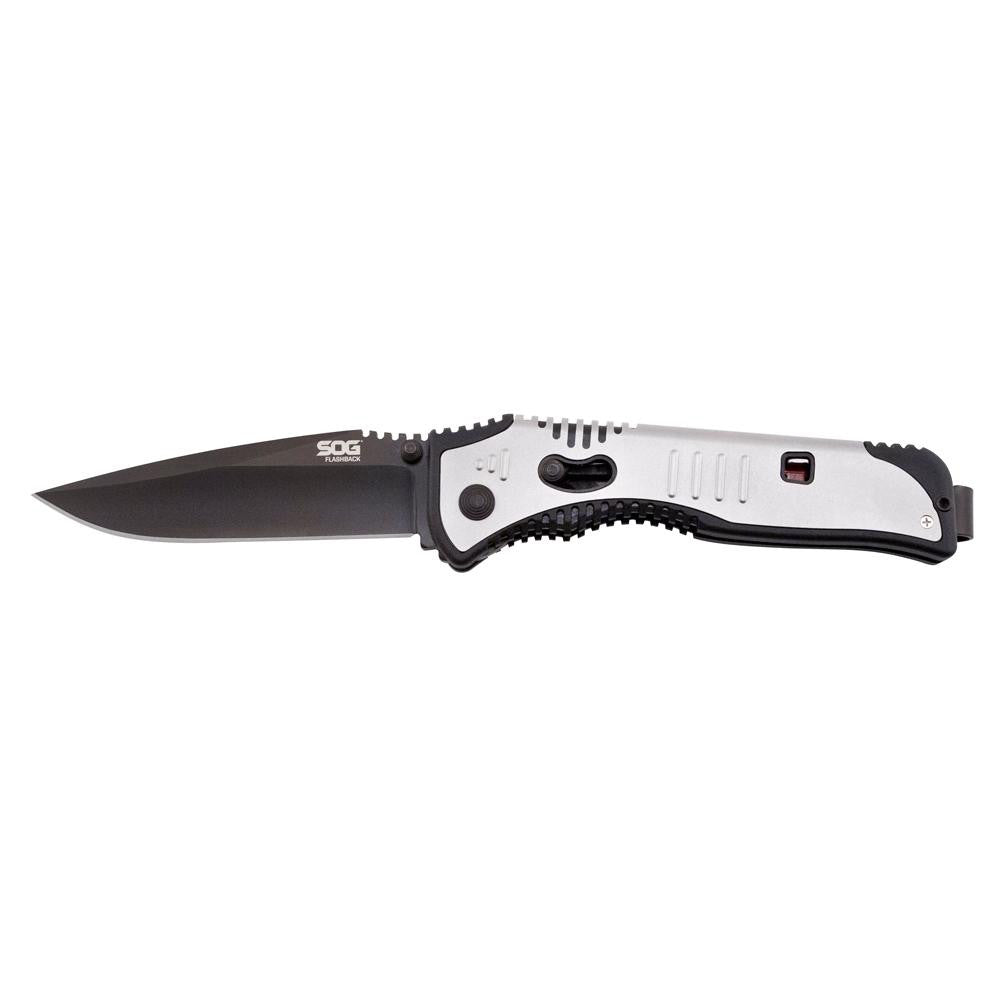 SOG Flashback Drop Point Folding Knife - Hardcased Black TiNi