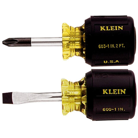 Klein Tools 2-Piece Stubby Cushion-Grip Screwdriver Set