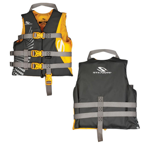 Stearns Child Antimicrobial Nylon Vest Life Jacket - 30-50lbs - Gold Rush