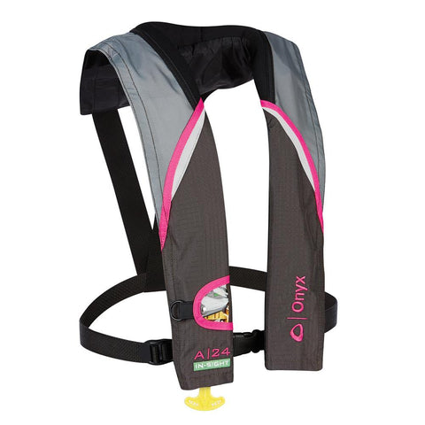 Onyx A-24 In-Sight Automatic Inflatable Life Jacket - Pink-Grey