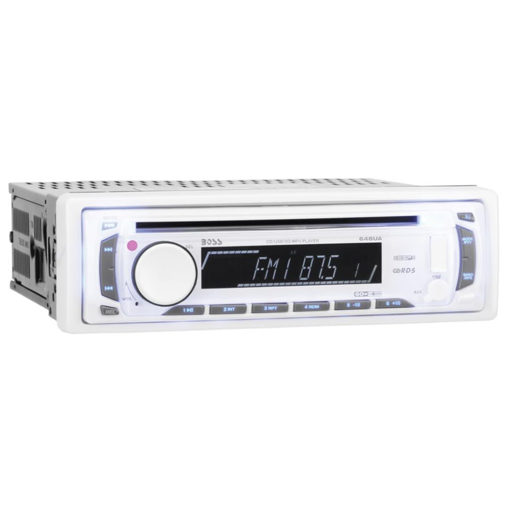 Boss Audio MR648W In-Dash Single-Din Detachable MP3-CD-AM-FM-USB-SD - White