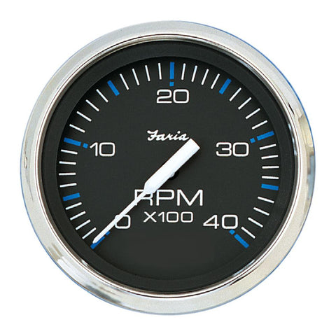 Faria Chesapeake Black SS 4&quot; Tachometer - 4,000 RPM (Diesel - Mechanical Takeoff & Var Ratio Alt)
