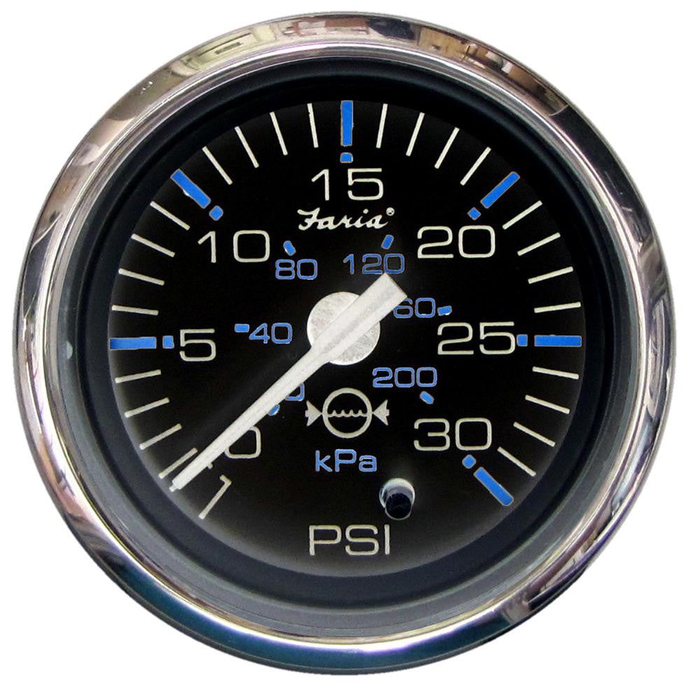 Faria Chesapeake Black SS2&quot; Water Pressure Gauge Kit - 30 PSI