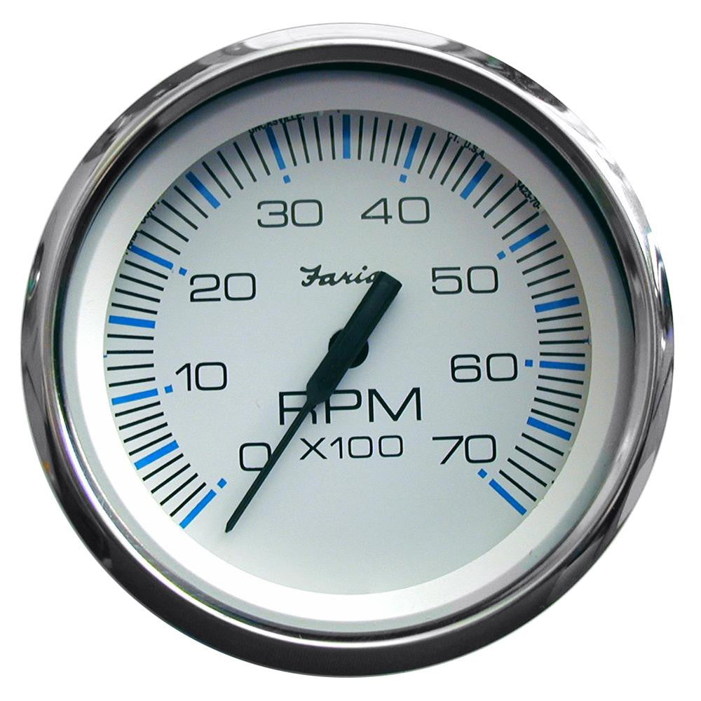 Faria Chesapeake White SS 4&quot; Tachometer - 7,000 RPM (Gas - All Outboards)