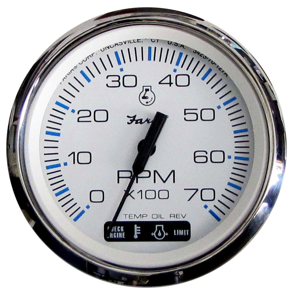 Faria Chesapeake White SS 4&quot; Tachometer w-Suzuki Monitor - 7,000 RPM (Gas - Suzuki Outboard)