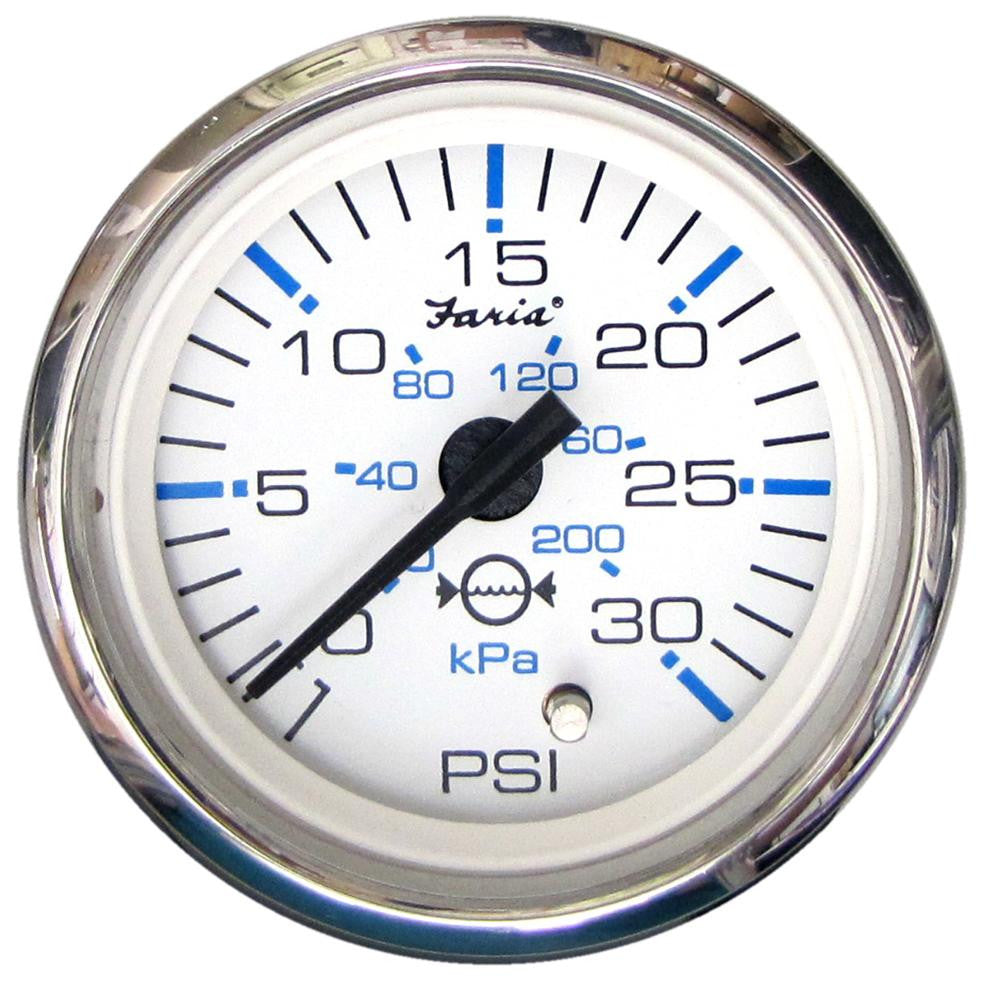 Faria Chesapeake White SS 2&quot; Water Pressure Gauge Kit - 30 PSI