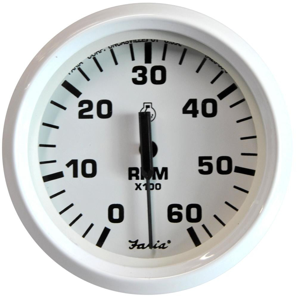 Faria Dress White 4&quot; Tachometer - 6,000 RPM (Gas - Inboard & I-O)