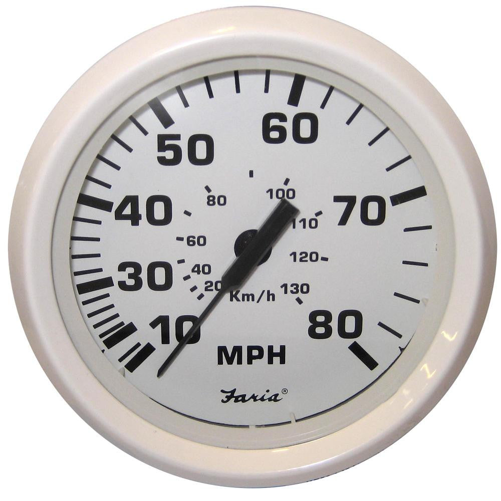 Faria Dress White 4&quot; Speedometer - 80MPH (Mechanical)