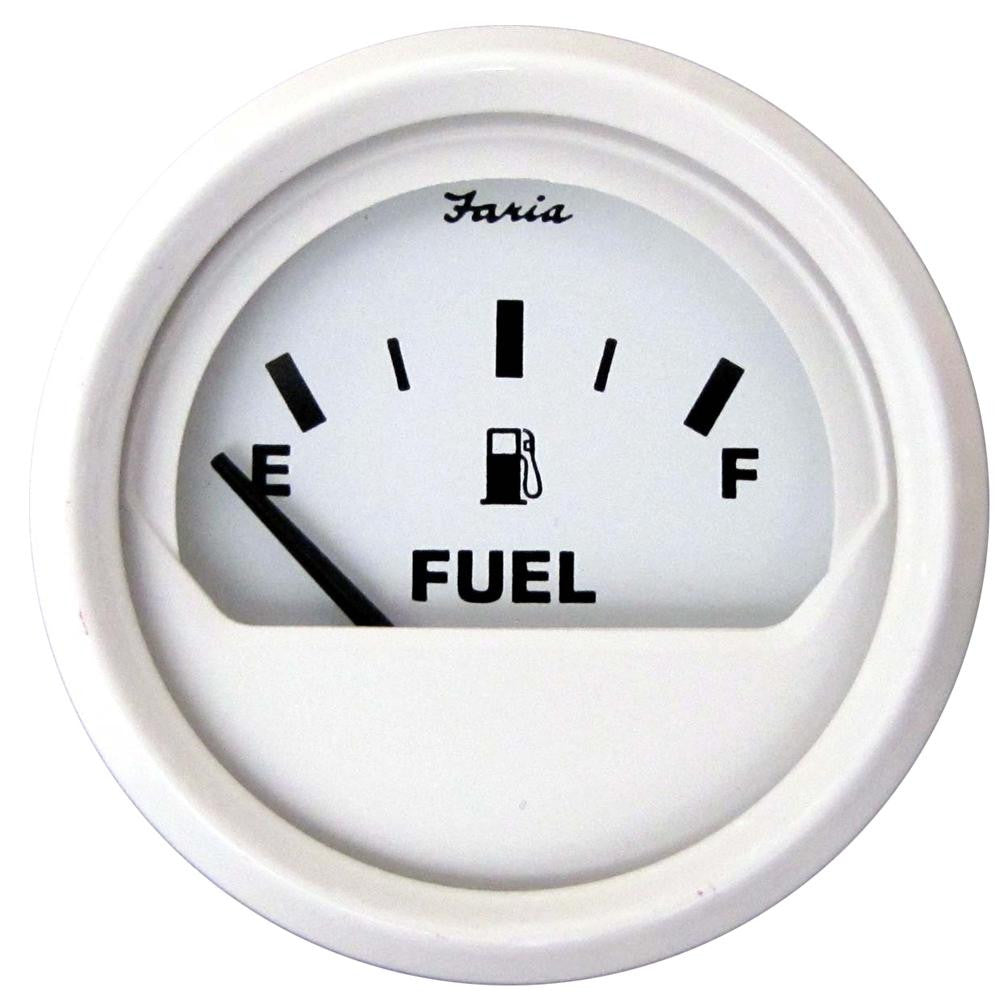 Faria Dress White 2&quot; Fuel Level Gauge (E-1-2-F)