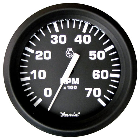 Faria Euro Black 4&quot; Tachometer - 7,000 RPM (Gas - All Outboard)