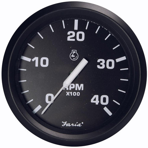 Faria Euro Black 4&quot; Tachometer - 4,000 RPM (Diesel - Magnetic Pick-Up)
