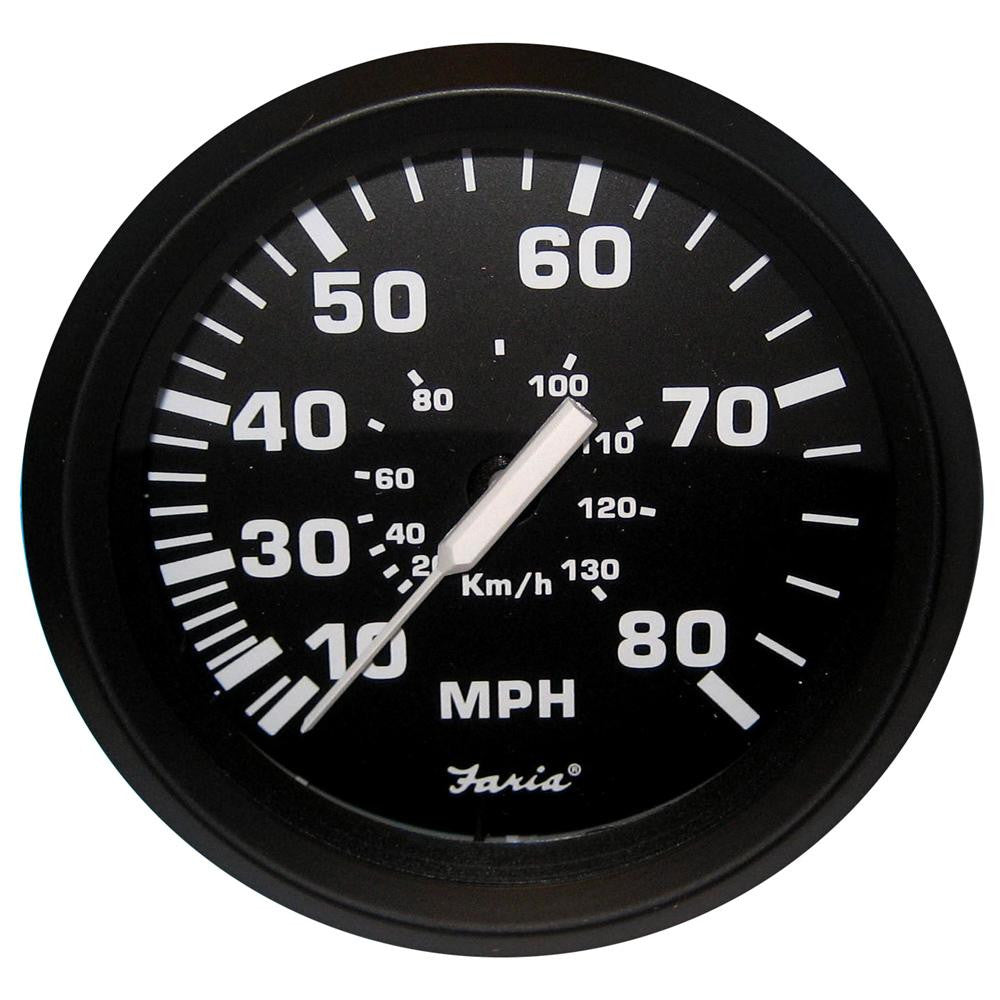 Faria Euro Black 4&quot; Speedometer - 80MPH (Mechanical)