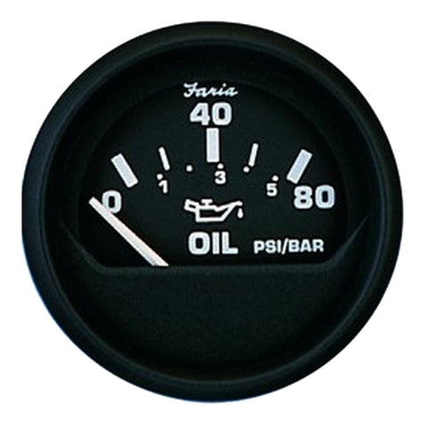 Faria Euro Black Oil Pressure Gauge - 80 PSI