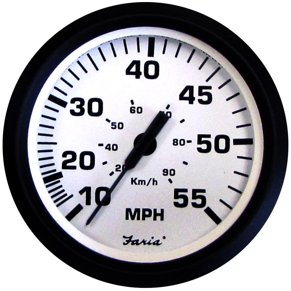 Faria Euro White 4&quot; Speedometer - 55MPH (Mechanical)
