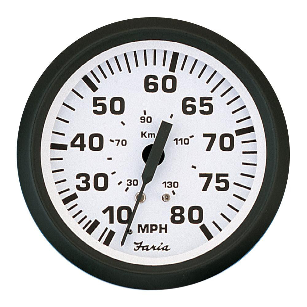 Faria 4&quot; Speedometer - 80MPH (Mechanical) - Euro White