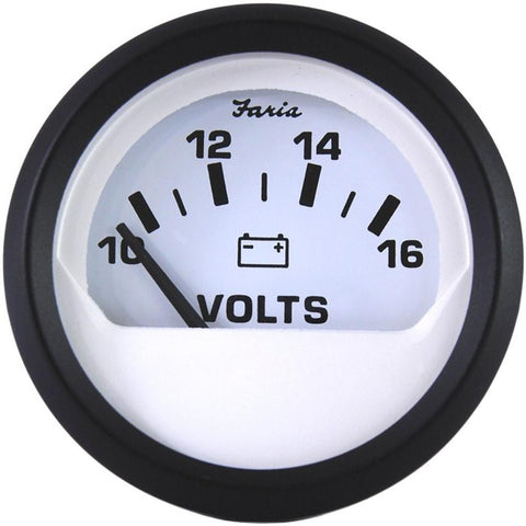 Faria Euro White 2&quot; Voltmeter (10-16 VDC)