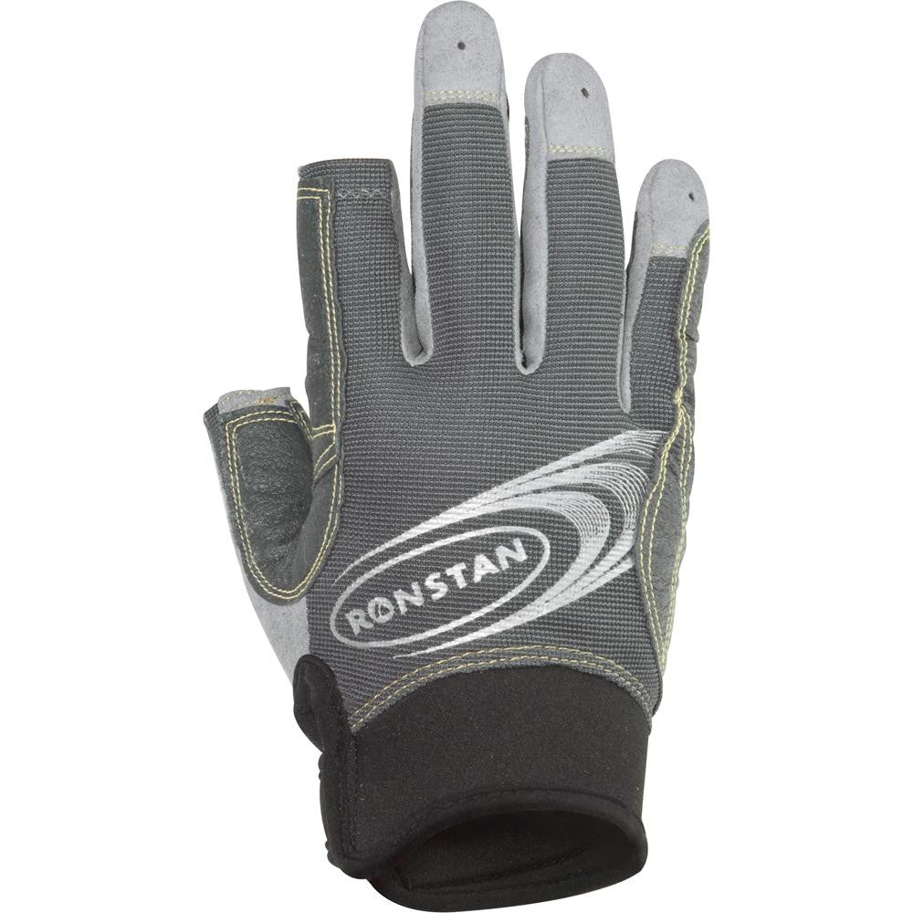 Ronstan Sticky Race Gloves w-3 Full & 2 Cut Fingers - Grey - X-Small