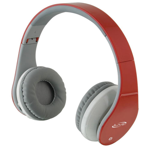 iLive IAHB64R Bluetooth Stereo Headphones w-Microphone - Red