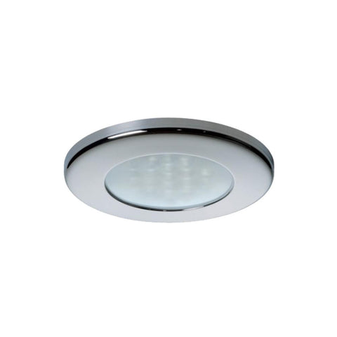 Quick Ted Cs Downlight LED -  2W, IP40, Spring Mounted w-Switch - Round Stainless Bezel, Round Warm White Light