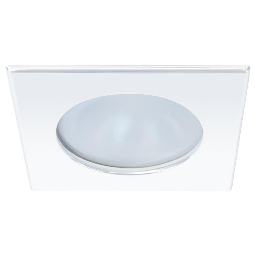 Quick Blake XP Downlight LED -  4W, IP66, Spring Mounted - Square White Bezel, Round Warm White Light