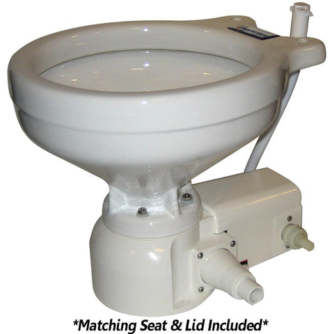 Raritan Sea Era Marine Size Toilet - Press - Fresh Water - 0&deg; & 90&deg; Discharge - Smart Switch - 12V - White