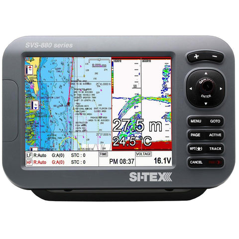 SI-TEX SVS-880CF-E 8&quot; Chartplotter-Sounder Combo w-External GPS Antenna & Navionics+ Flexible Coverage Chart Card