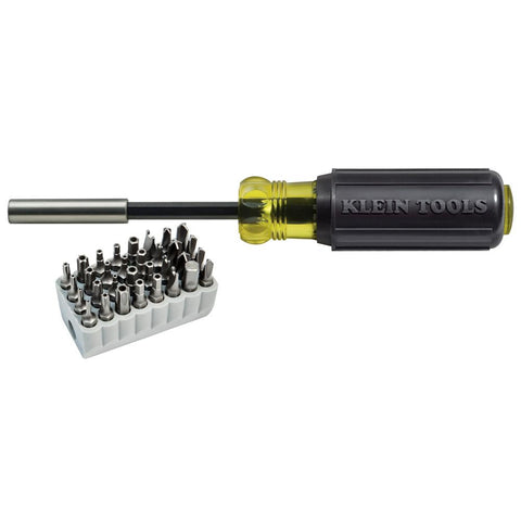 Klein Tools Magnetic Screwdriver w-32-Piece Tamperproof Bit Set