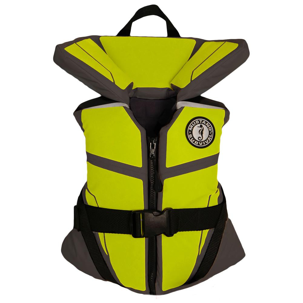 Mustang Lil' Legends 100 Youth Vest - 50-90lbs - Gray-Flourescent Yellow-Green