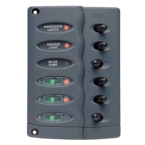 Marinco Contour Switch Panel - Waterproof 6 Way w-Fuse Holder