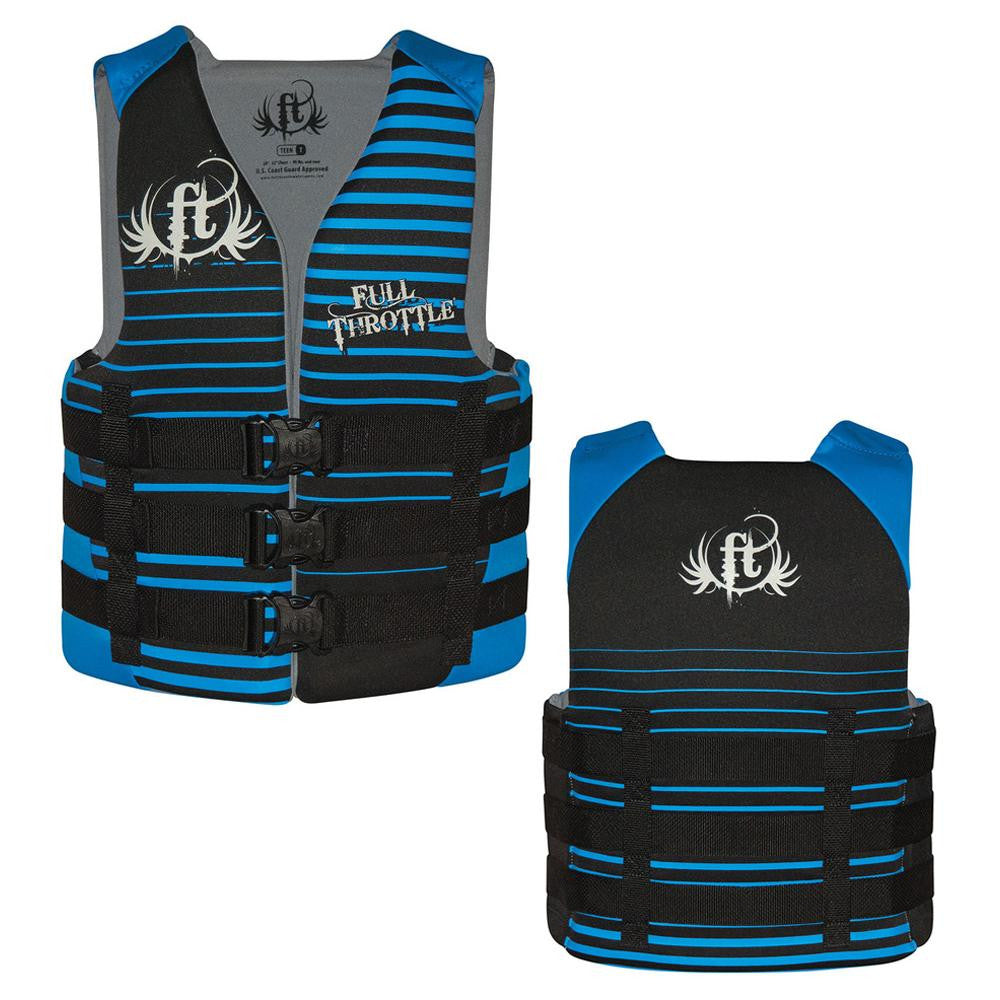 Full Throttle Rapid-Dry Life Vest - Teen 90lbs & Over - Black-Blue