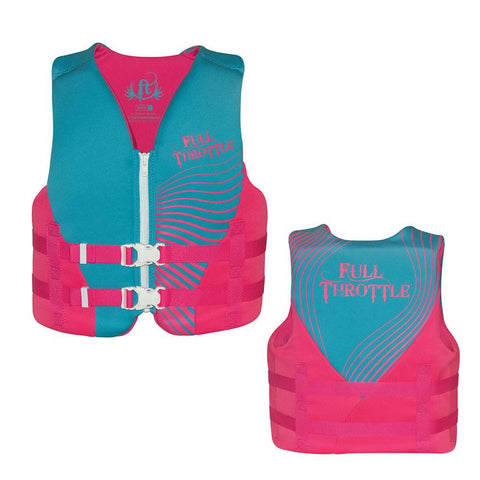 Full Throttle Rapid-Dry Life Vest - Youth 50-90lbs - Blue-Pink