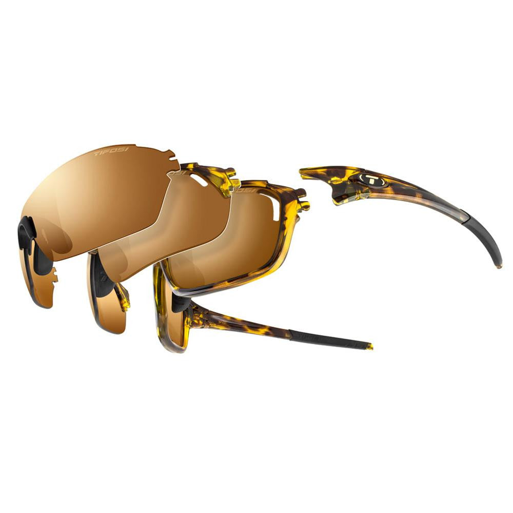 Tifosi Launch S.F.H. AC Red&trade;-Brown-Brown Gradient-Clear Lens Sunglasses - Leopard