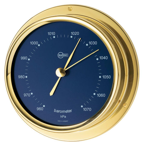 BARIGO Regatta Series Ship's Barometer - Brass Housing - Blue 4&quot; Dial