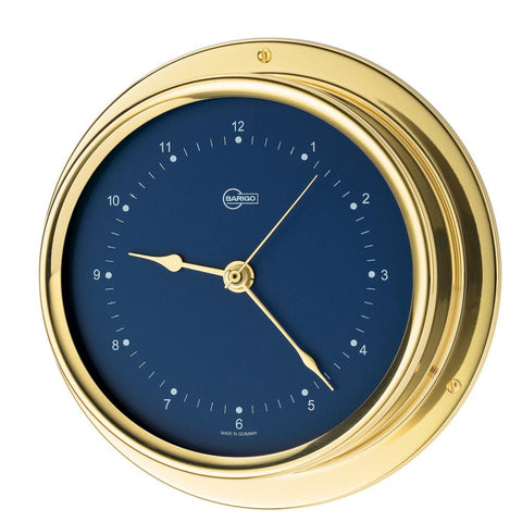 BARIGO Regatta Series Quartz Ship's Clock - Brass Housing - Blue 4&quot; Dial