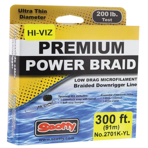 Scotty Premium Power Braid Downrigger Line Hi-Vis Yellow - 200lb Test - 300'
