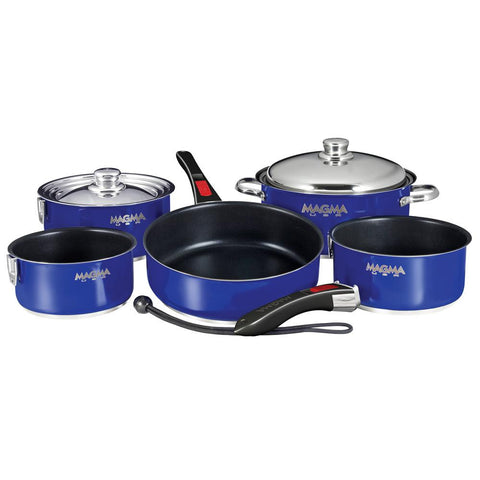 Magma Nesting 10-Piece Cookware - Cobalt Blue Exterior & Slate Black Ceramica Non-Stick Interior