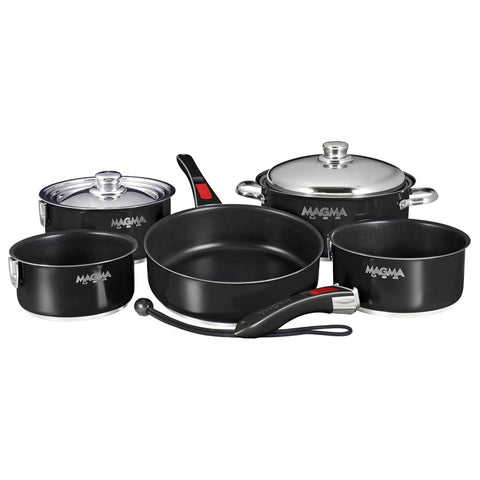 Magma &quot;Nesting&quot; 10-Piece Induction Compatible Cookware - Jet Black Exterior & Slate Black Ceramica Non-Stick Interior