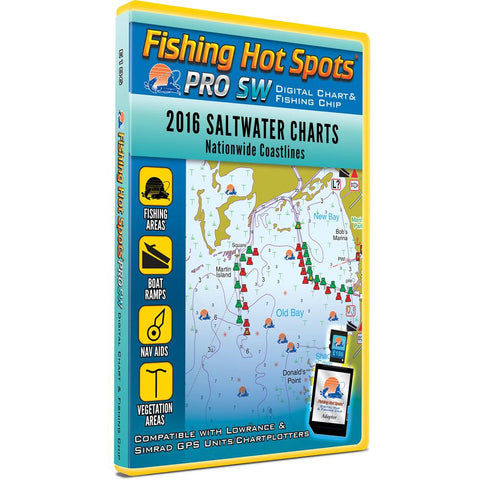 Fishing Hot Spots PRO SW Digital Chart & Fishing Chip - Saltwater Nationwide Coastlines 2016