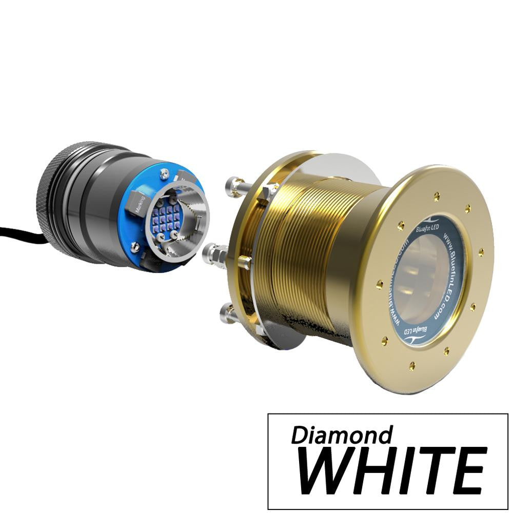 Bluefin LED Mako M12 - 12V Through Hull Underwater Light 6K Lumens Interchangeable Flush Mount - Diamond White