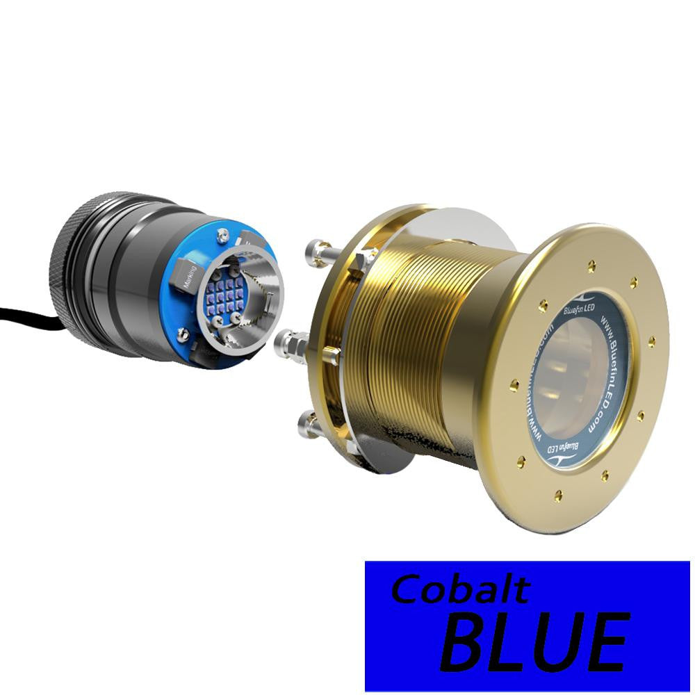 Bluefin LED Mako M12 - 12V Through Hull Underwater Light 6K Lumens Interchangeable Flush Mount - Cobalt Blue